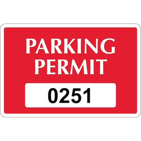 Lustre-Cal Repositionable Parking Permit Dark Red 3in x 2in Serialized 251-300, 50PK 253411Py1Rd0251